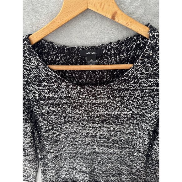 Alfani Sequins Ruffle Sweater Sheer Ruffle Bottom Long Sleeve Formal Night Sz M - Picture 8 of 16